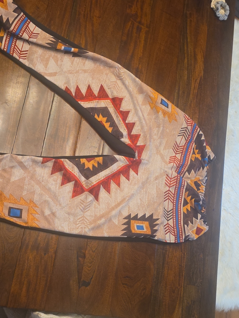Boho Aztec Print Leggings in Beige, Red, Mustard - Picture 1 of 3